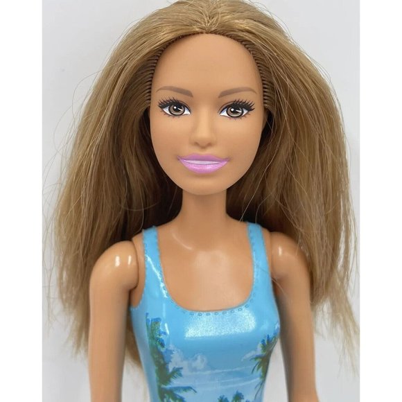 Mattel Other - Summer Beach Tan Barbie Doll Blue Swimsuit